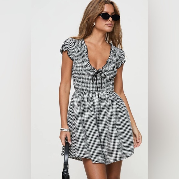 Gingham Romper - Picture 1 of 3